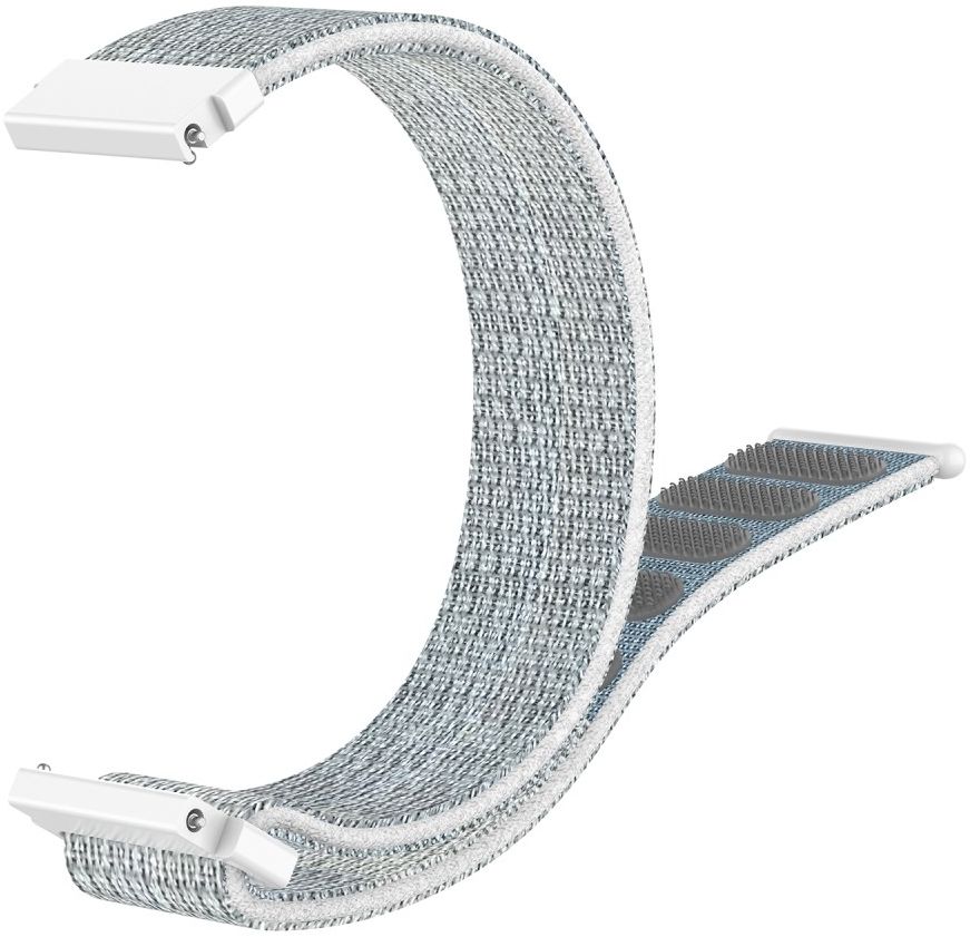 Universeel Smartwatch 22MM Bandje Nylon met Klittenband Grijs/Wit afbeelding 3
