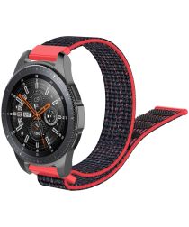 Universeel Smartwatch 22MM Bandje Nylon met Klittenband Zwart/Rood