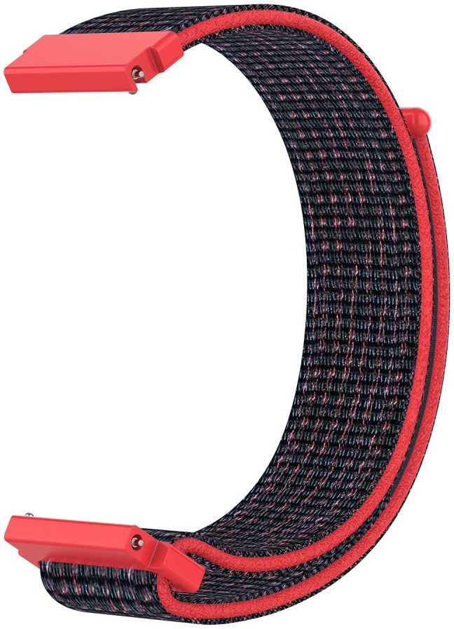 Universeel Smartwatch 22MM Bandje Nylon met Klittenband Zwart/Rood afbeelding 5