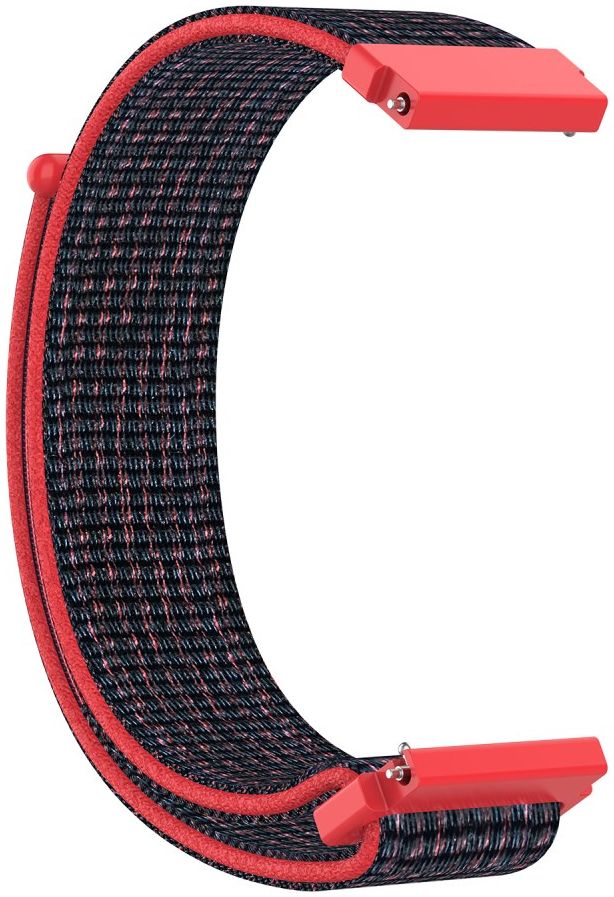 Universeel Smartwatch 22MM Bandje Nylon met Klittenband Zwart/Rood afbeelding 6