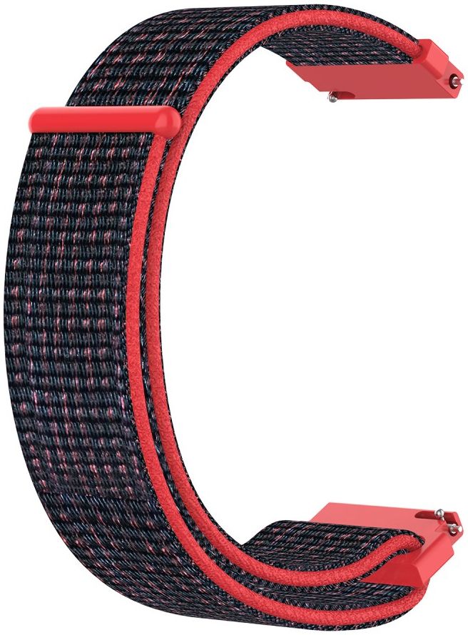Universeel Smartwatch 22MM Bandje Nylon met Klittenband Zwart/Rood afbeelding 4