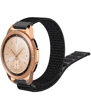Universeel Smartwatch 20MM Bandje Nylon met Klittenband Zwart Bandjes