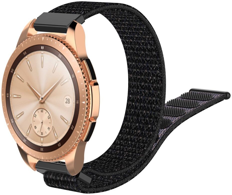 Universeel Smartwatch 20MM Bandje Nylon met Klittenband Zwart afbeelding 1