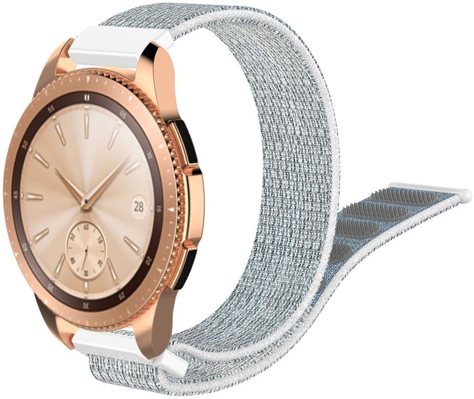 Universeel Smartwatch 20MM Bandje Nylon met Klittenband Grijs/Wit afbeelding 1