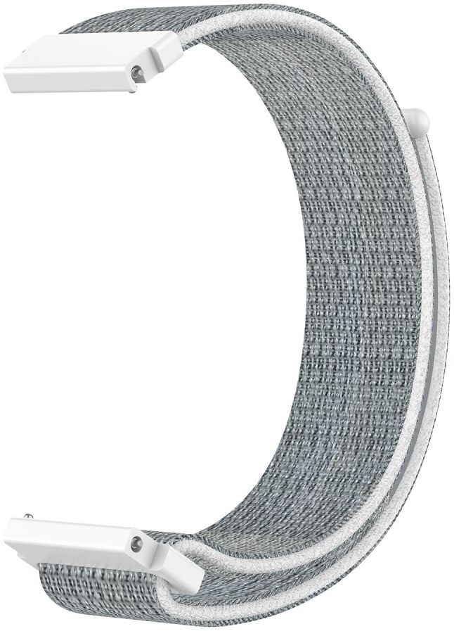 Universeel Smartwatch 20MM Bandje Nylon met Klittenband Grijs/Wit afbeelding 5