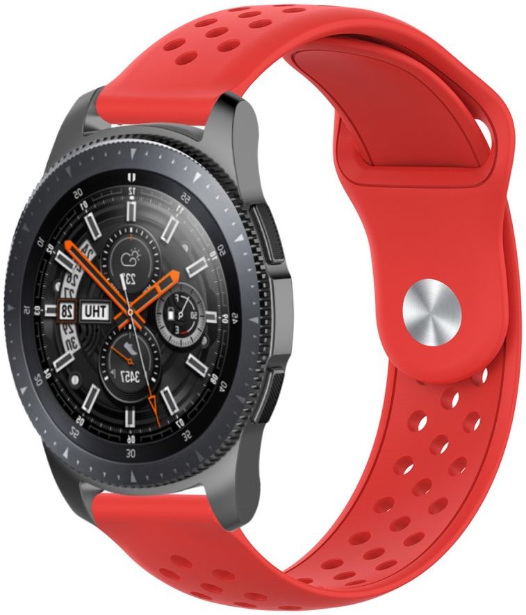 Universeel Smartwatch 22MM Bandje Siliconen met Ventilatiegaten Rood afbeelding 1