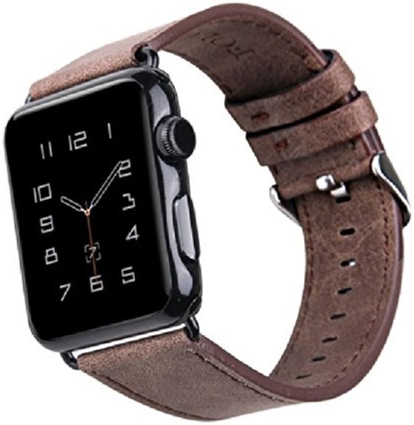 Apple Watch 45MM / 44MM / 42MM Bandje Echt Leer Gespsluiting Bruin afbeelding 2