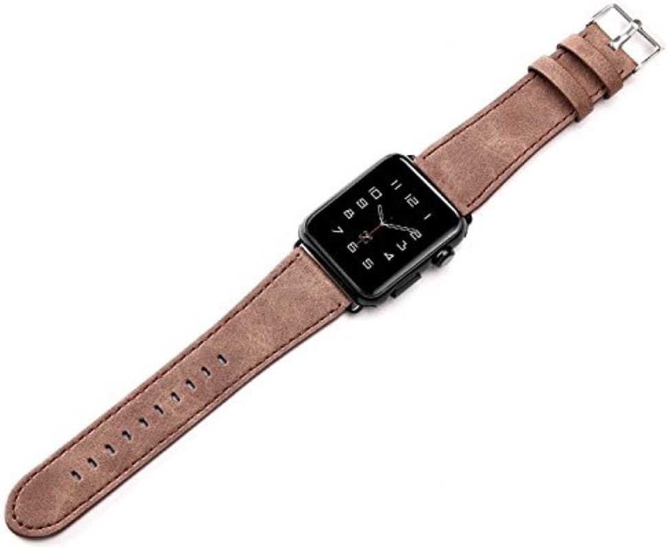 Apple Watch 45MM / 44MM / 42MM Bandje Echt Leer Gespsluiting Bruin afbeelding 5
