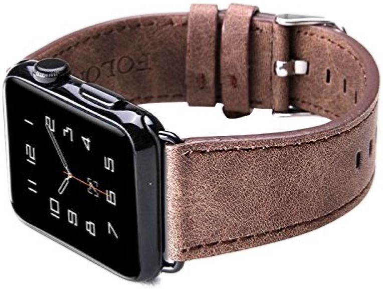 Apple Watch 45MM / 44MM / 42MM Bandje Echt Leer Gespsluiting Bruin afbeelding 4