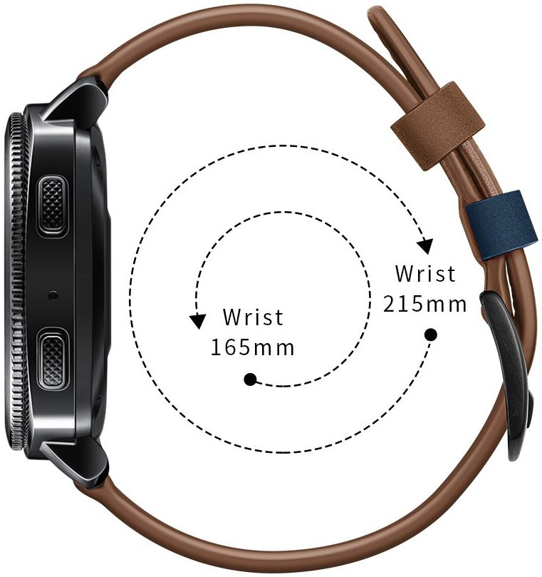 Universeel Smartwatch 22MM Bandje Echt Leer met Dubbele Stiksels Bruin afbeelding 8