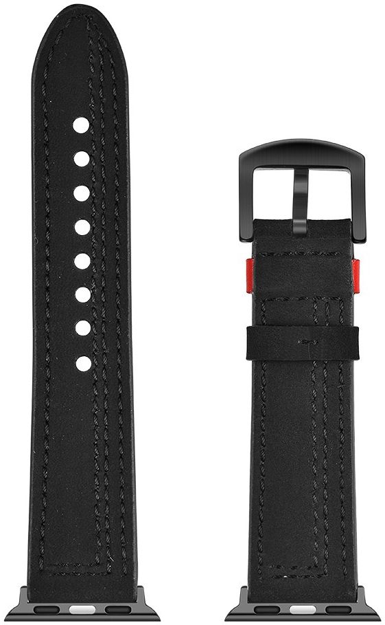 Apple Watch 1-10/SE/Ultra Bandje - 49MM/46MM/45MM/44MM/42MM - Echt Leer - Zwart afbeelding 8
