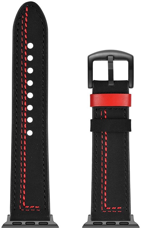 Apple Watch 1-10/SE/Ultra Bandje - 49MM/46MM/45MM/44MM/42MM - Echt Leer - Zwart afbeelding 7
