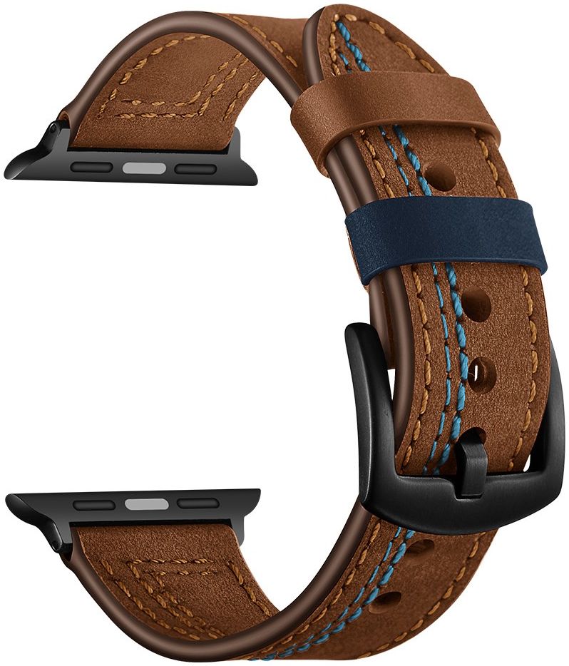 Apple Watch 1-10/SE/Ultra Bandje - 49MM/46MM/45MM/44MM/42MM - Echt Leer - Bruin afbeelding 6
