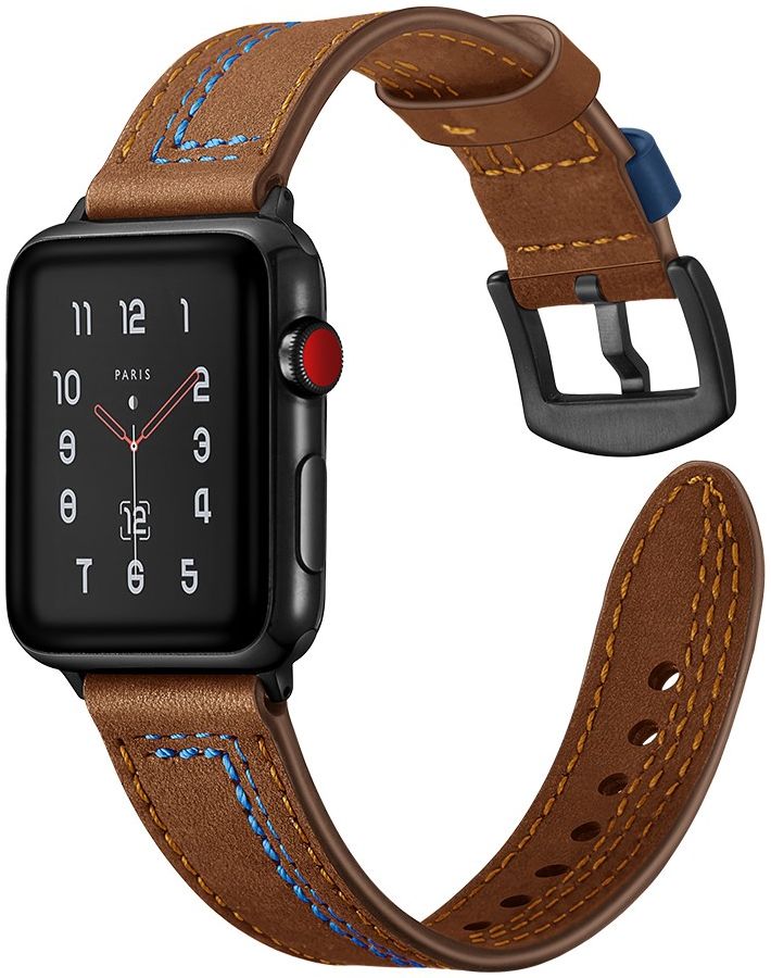 Apple Watch 1-10/SE/Ultra Bandje - 49MM/46MM/45MM/44MM/42MM - Echt Leer - Bruin afbeelding 2