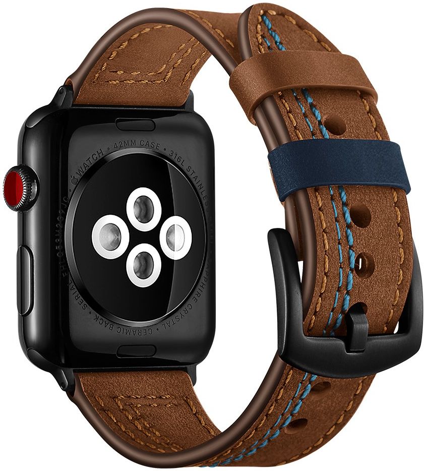 Apple Watch 1-10/SE/Ultra Bandje - 49MM/46MM/45MM/44MM/42MM - Echt Leer - Bruin afbeelding 3