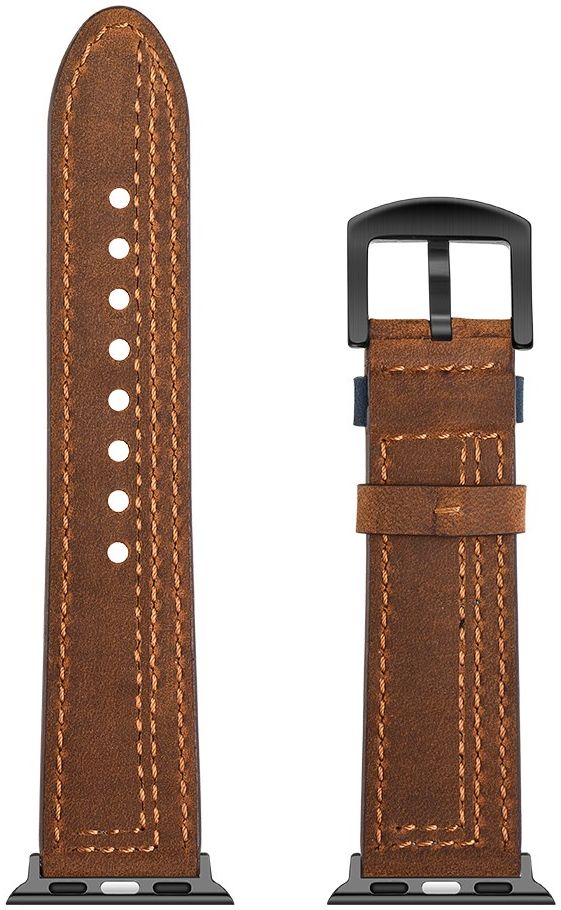 Apple Watch 1-10/SE/Ultra Bandje - 49MM/46MM/45MM/44MM/42MM - Echt Leer - Bruin afbeelding 8