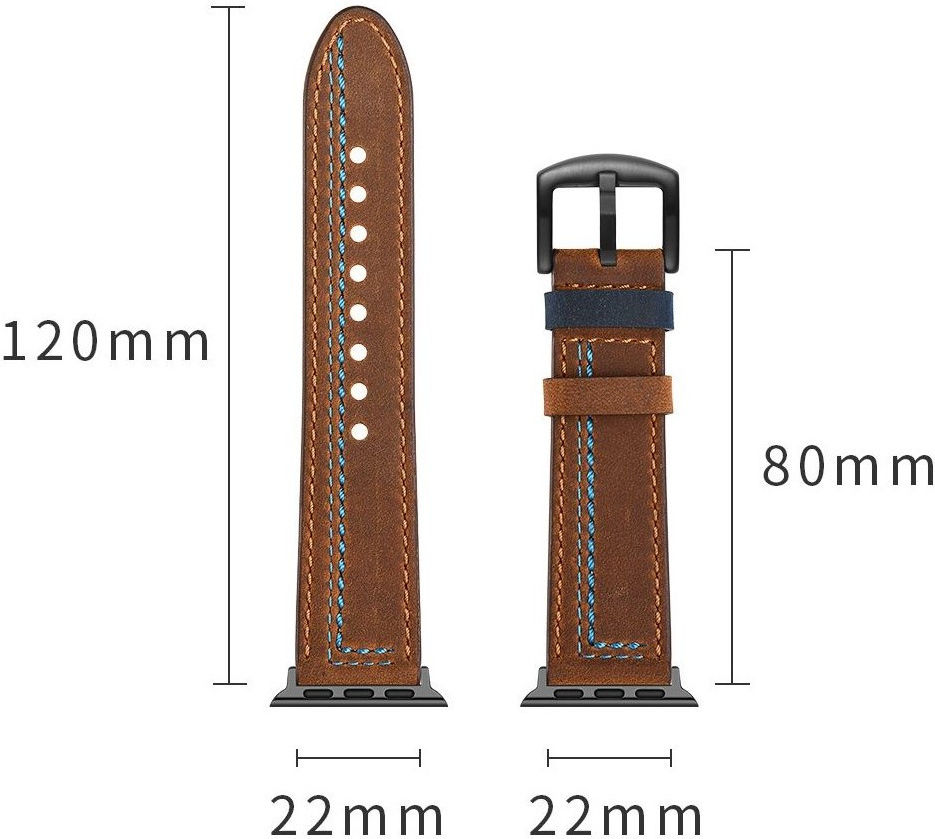 Apple Watch 1-10/SE/Ultra Bandje - 49MM/46MM/45MM/44MM/42MM - Echt Leer - Bruin afbeelding 10