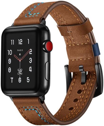 Apple Watch 1-10/SE/Ultra Bandje - 49MM/46MM/45MM/44MM/42MM - Echt Leer - Bruin afbeelding 1