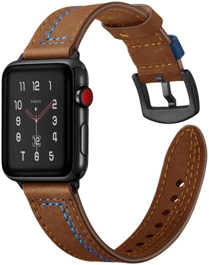 Apple Watch 1-10/SE/Ultra Bandje - 49MM/46MM/45MM/44MM/42MM - Echt Leer - Bruin afbeelding 2