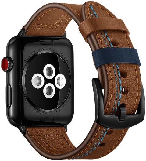 Apple Watch 1-10/SE/Ultra Bandje - 49MM/46MM/45MM/44MM/42MM - Echt Leer - Bruin afbeelding 3