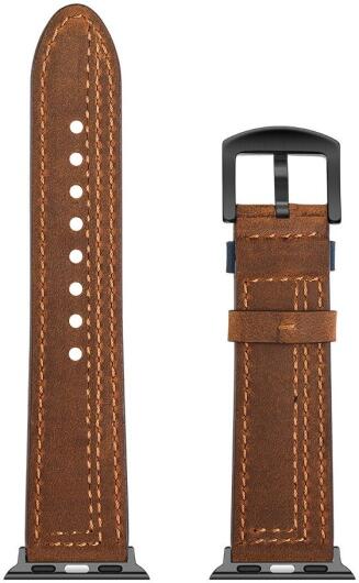 Apple Watch 1-10/SE/Ultra Bandje - 49MM/46MM/45MM/44MM/42MM - Echt Leer - Bruin afbeelding 8