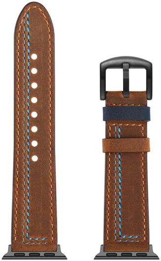 Apple Watch 1-10/SE/Ultra Bandje - 49MM/46MM/45MM/44MM/42MM - Echt Leer - Bruin afbeelding 7