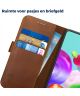 Rosso Deluxe Samsung Galaxy A41 Hoesje Echt Leer Book Case Bruin
