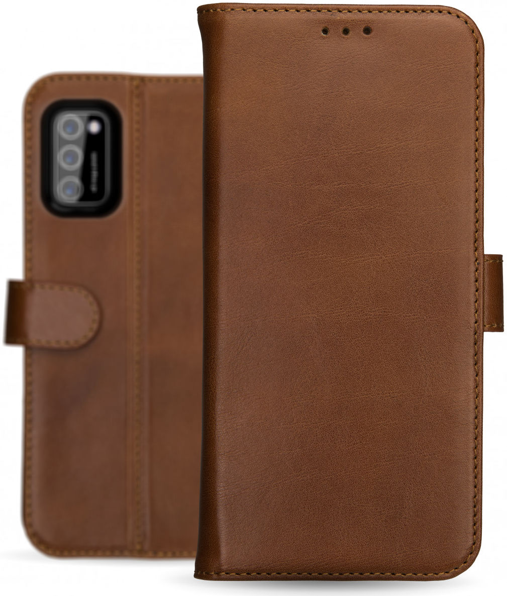 Rosso Deluxe Samsung Galaxy A41 Hoesje Echt Leer Book Case Bruin afbeelding 8