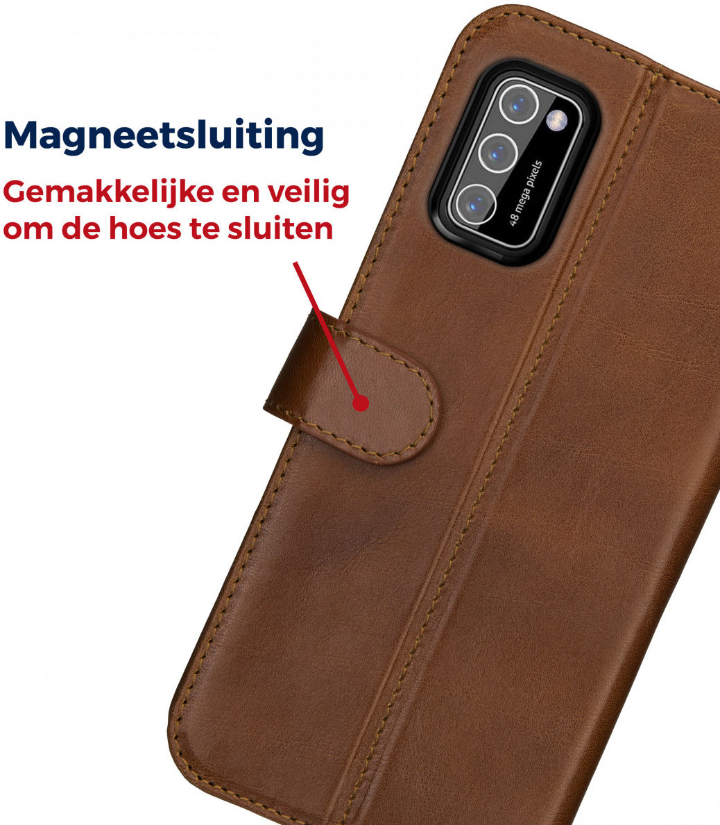 Rosso Deluxe Samsung Galaxy A41 Hoesje Echt Leer Book Case Bruin afbeelding 9