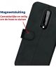 Rosso Deluxe OnePlus 8 Hoesje Echt Leer Book Case Zwart