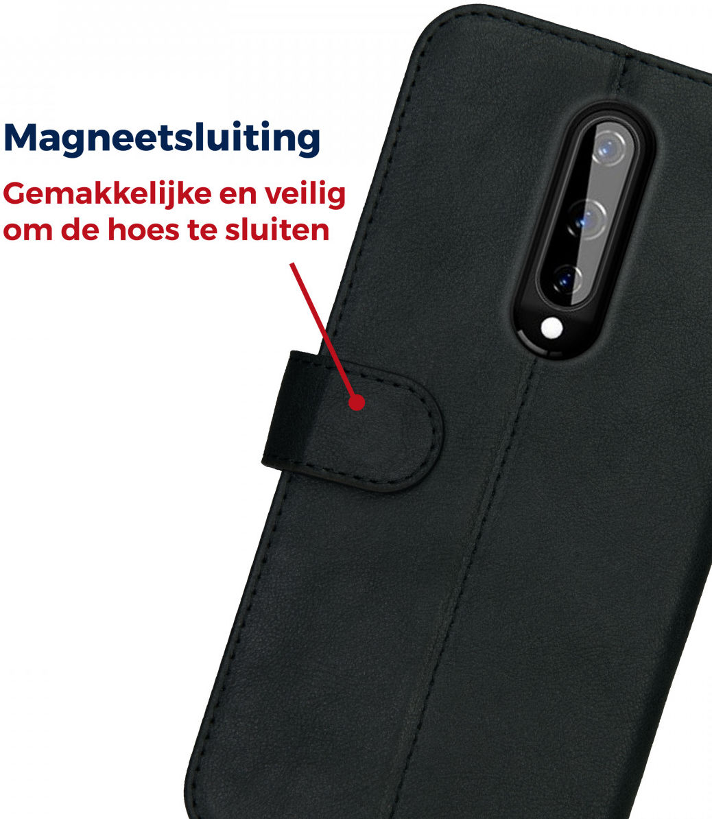 Rosso Deluxe OnePlus 8 Hoesje Echt Leer Book Case Zwart afbeelding 8