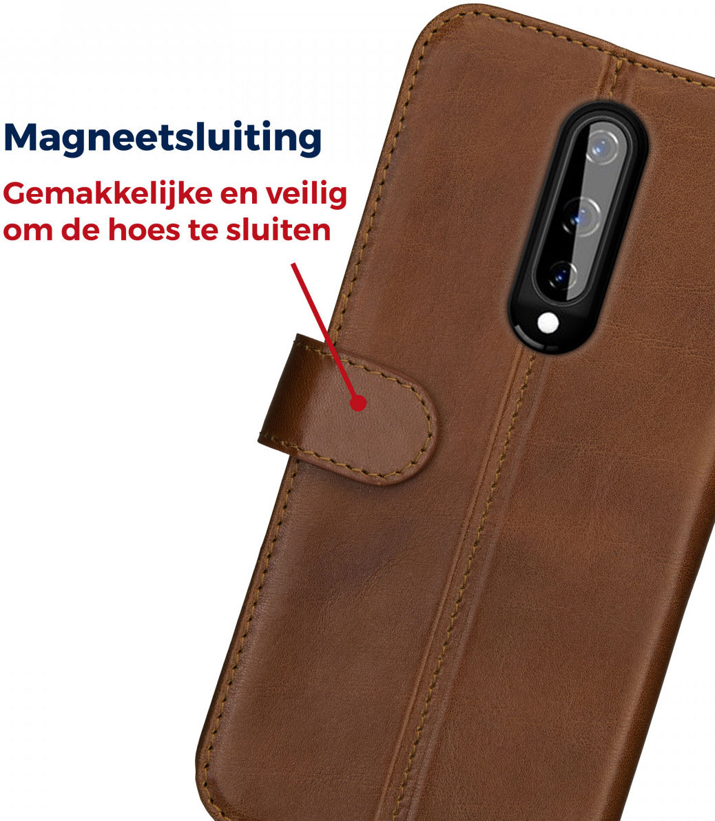 Rosso Deluxe OnePlus 8 Hoesje Echt Leer Book Case Bruin afbeelding 8