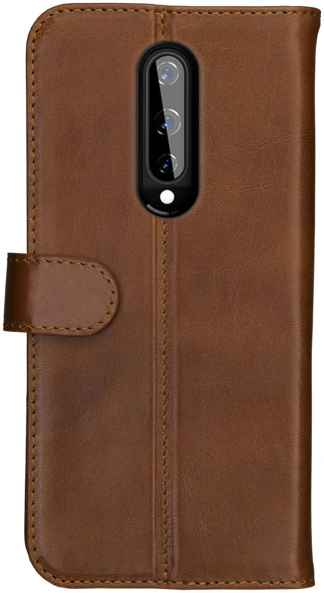 Rosso Deluxe OnePlus 8 Hoesje Echt Leer Book Case Bruin afbeelding 9