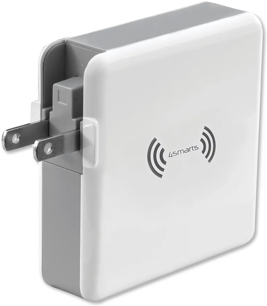 4smarts Powerbank 5.200 mAh met Draadloze Oplader en Reislader Set Wit afbeelding 12