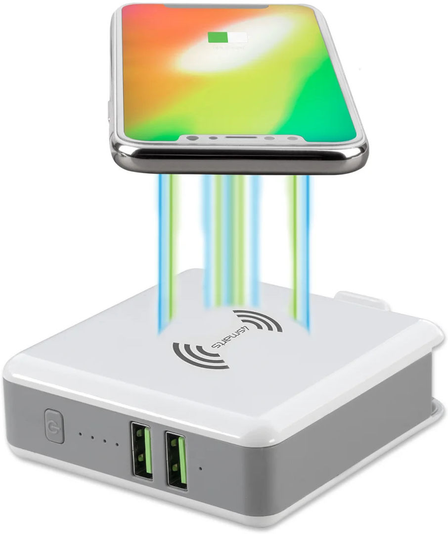 4smarts Powerbank 5.200 mAh met Draadloze Oplader en Reislader Set Wit afbeelding 2