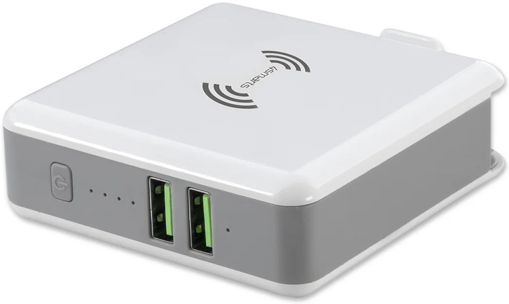 4smarts Powerbank 5.200 mAh met Draadloze Oplader en Reislader Set Wit afbeelding 10