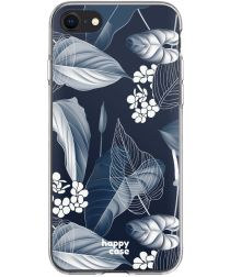 HappyCase Apple iPhone 8 Flexibel TPU Hoesje Blue Leaves Print