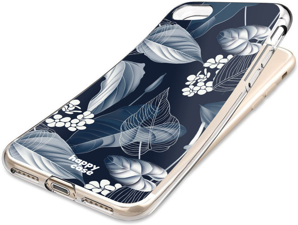 HappyCase Apple iPhone 8 Flexibel TPU Hoesje Blue Leaves Print afbeelding 7