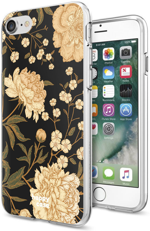 HappyCase Apple iPhone 8 Flexibel TPU Hoesje Gele Rozen Print afbeelding 4