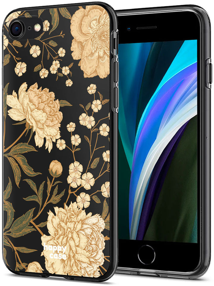 HappyCase Apple iPhone 8 Flexibel TPU Hoesje Gele Rozen Print afbeelding 2