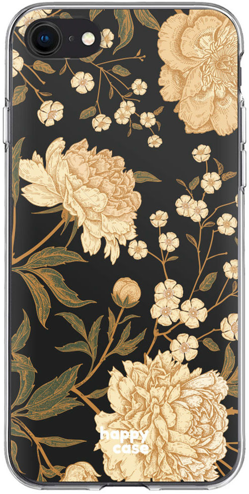 HappyCase Apple iPhone 8 Flexibel TPU Hoesje Gele Rozen Print afbeelding 1