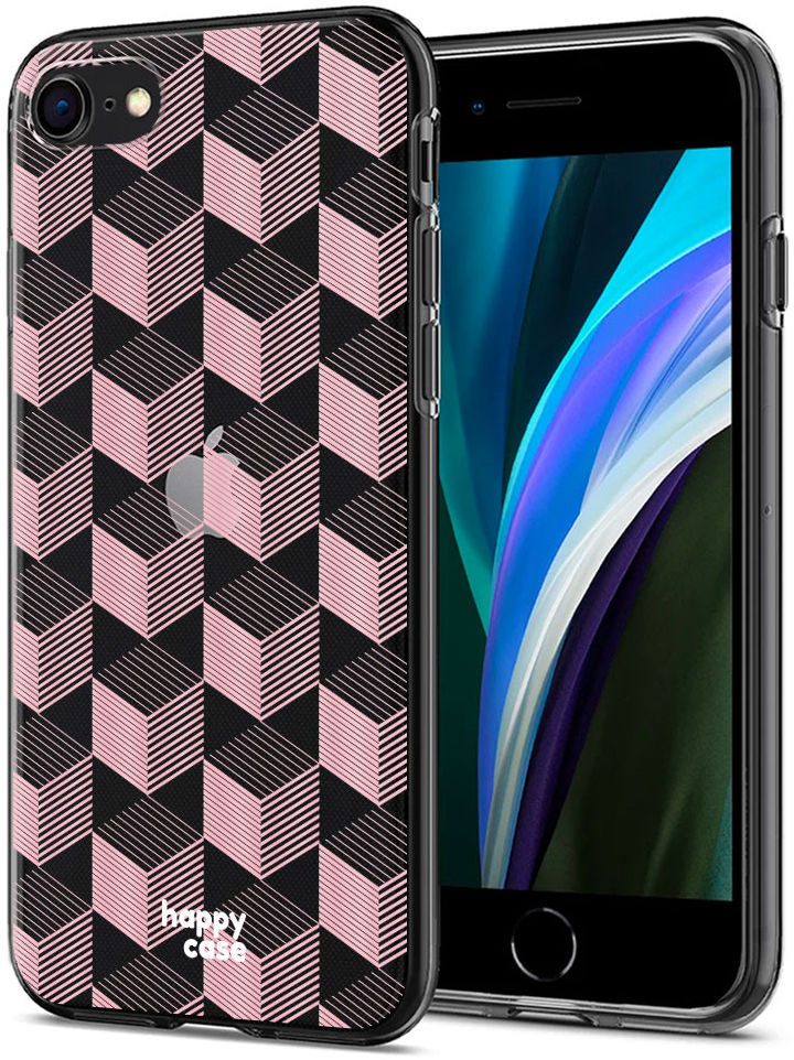 HappyCase Apple iPhone 8 Flexibel TPU Hoesje Blokjes Print afbeelding 2