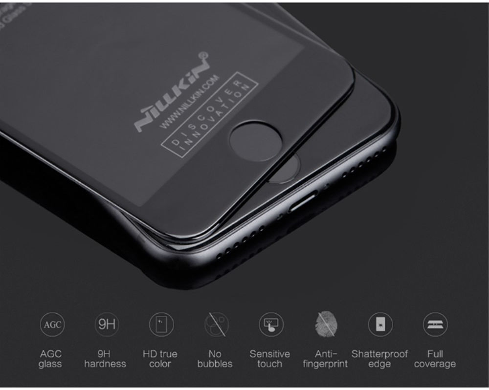 Nillkin 3D iPhone 7 / 8 / SE 2020/2022 Glass Screen Protector Zwart afbeelding 4