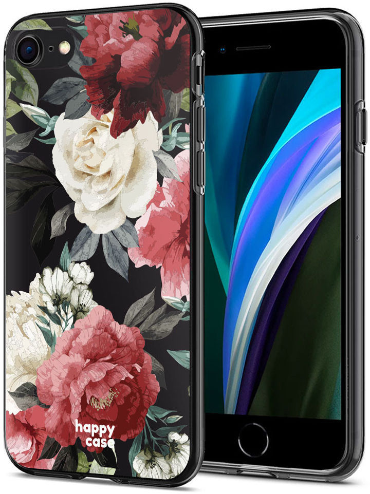 HappyCase iPhone SE 2020/2022 Hoesje Flexibel TPU Rozen Print afbeelding 2
