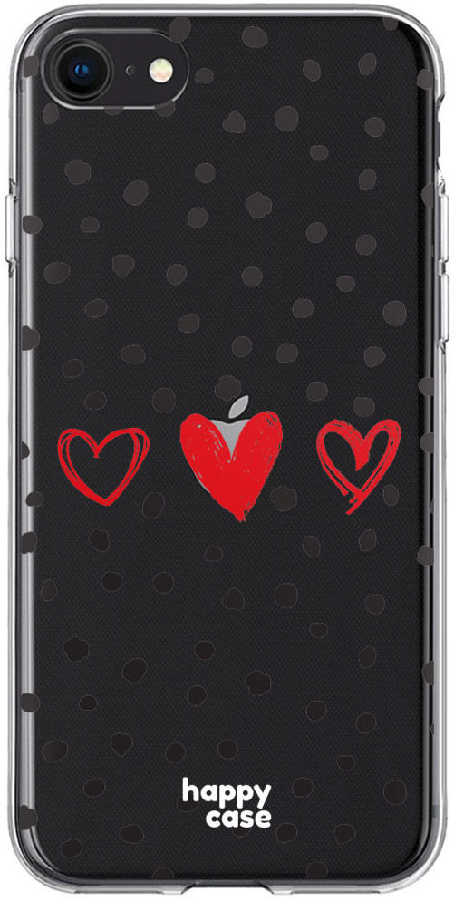 HappyCase iPhone SE 2020/2022 Hoesje Flexibel TPU Stip Hartjes Print afbeelding 1