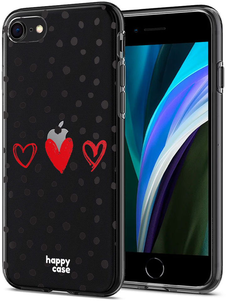 HappyCase iPhone SE 2020/2022 Hoesje Flexibel TPU Stip Hartjes Print afbeelding 2