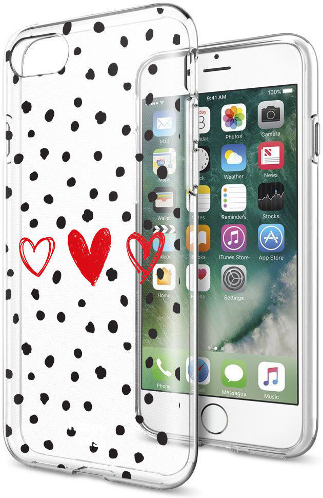 HappyCase iPhone SE 2020/2022 Hoesje Flexibel TPU Stip Hartjes Print afbeelding 6