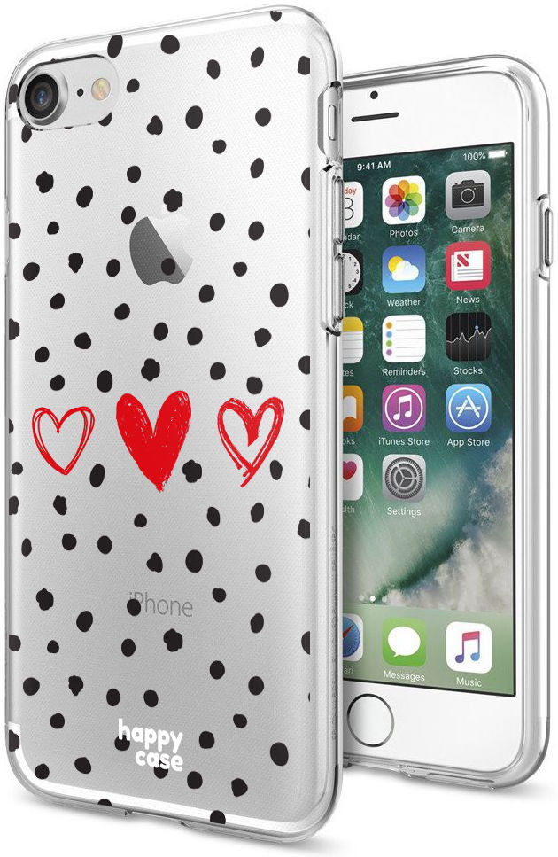 HappyCase iPhone SE 2020/2022 Hoesje Flexibel TPU Stip Hartjes Print afbeelding 5