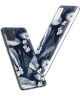 HappyCase Samsung Galaxy A51 Hoesje Flexibel TPU Blue Leaves Print