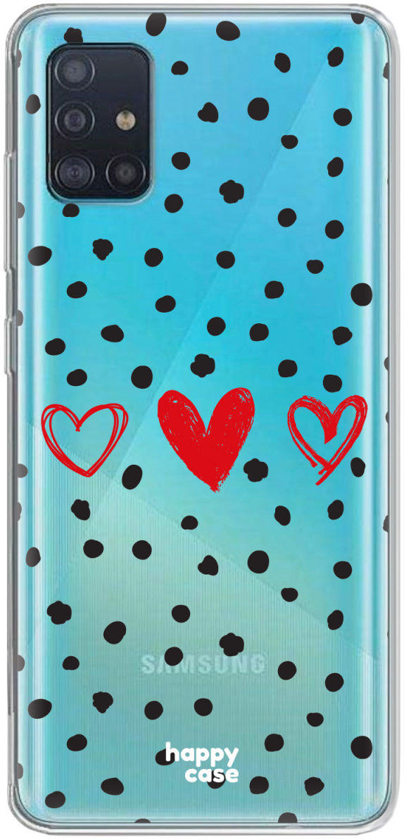 HappyCase Samsung Galaxy A51 Hoesje Flexibel TPU Stip Hartjes Print afbeelding 1